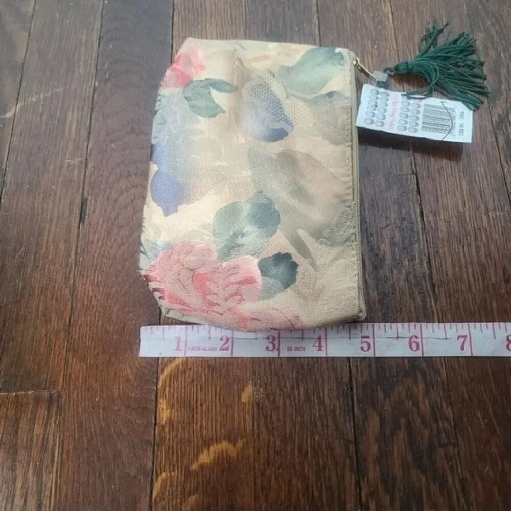 NWT Deadstock Vintage 80s 90s Floral Makeup Pouch Clutch